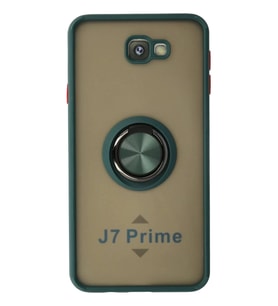 Newface Samsung Galaxy J7 Prime Kılıf Montreal Yüzüklü Silikon Kapak - Yeşil