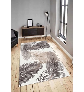 Dijital Baskılı Yıkanabilir Kaymaz Modern Renkli Salon Halısı Mutfak Halısı Yolluk ND-HY-1365 (Beyaz)