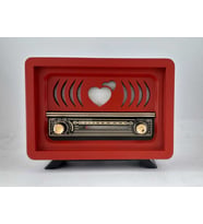 Nostaljik  (Şarjlı Pil+Adaptörlü) Radyo Aşiyan 2 Kırmızı
