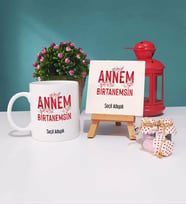 Anneler Günü Hediyesi Anneye Hediye - 7 - Kupa Bardak ve Dekoratif Taş Baskı Hediye Seti