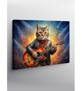 Kanvas Tablo Gitar Çalan Kedi