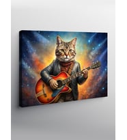 Kanvas Tablo Gitar Çalan Kedi