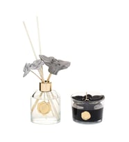 130 ml Black Orchid Oda Kokusu ve Çiçek Dekorlu Kokulu Vegan Mum Seti (Siyah)
