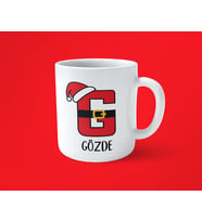 Yeni Yıla Özel G harfli İsimli Noel Konseptli Fotoğraflı Kupa Bardak
