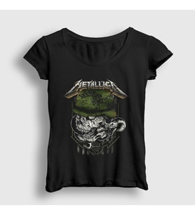 Presmono Kadın Siyah Seek and Destroy Metallica T-Shirt 67788tt
