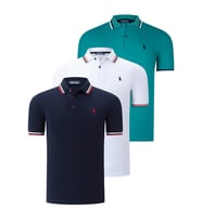 ÜÇLÜ SET T8594 DEWBERRY ERKEK T-SHIRT-LACİVERT-BEYAZ-YEŞİL (Karışık)