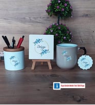 İsme Özel Doğum Günü Hediyesi Dekoratif Taş, Kalemlik, Sihirli Oval Kupa Bardak, Ahşap Anahtarlık Hediye (Model 1)