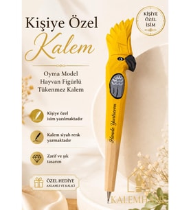 Kalemhane Kişiye Özel İsimli Oyma Model Papağan Figürlü Tükenmez Kalem – Özel Hediye