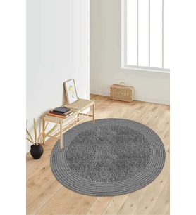 Dijital Baskılı Kaymaz Taban Yıkanabilir Yuvarlak Salon Halısı Koridor Halısı Paspas NDY-HY-1240 (Gri)
