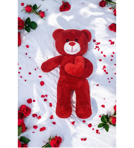 Kalpli Peluş Ayıcık - Sevgiliye Çok Özel Kalpli Hediye Peluş Ayıcık (Kırmızı)