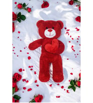 Kalpli Peluş Ayıcık - Sevgiliye Çok Özel Kalpli Hediye Peluş Ayıcık (Kırmızı)