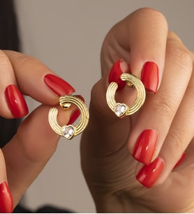 925 Ayar Gold Kalpli Halka Gümüş Küpe