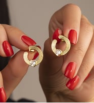 925 Ayar Gold Kalpli Halka Gümüş Küpe