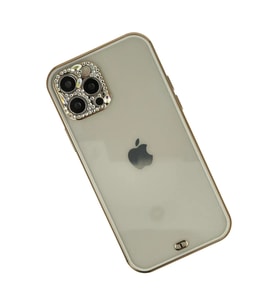 Newface iPhone 12 Pro Max Kılıf Liva Taşlı Silikon - Beyaz