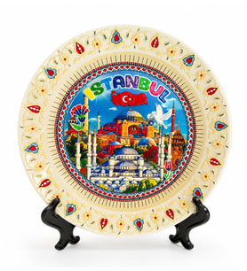 İstanbul Temalı Porselen Dekoratif Tabak 18 Cm