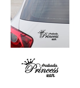 Arabada Prenses Var Araba Sticker Yapıştırması 20x10cm