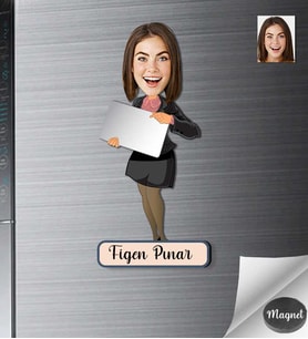 Kişiye Özel İş Kadını Ahşap Magnet -6
