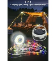 Volemi V-026 Şarjlı 8 Metre Led Rgb + Gün Işığı Kamp Lambası Dekor Lambası Yılbaşı Süsü Perde