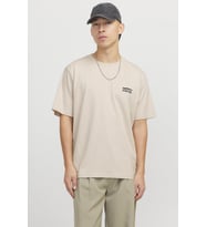 Jack & Jones Erkek Bisiklet Yaka Sırt Baskılı Tişört - Vesterbro (Krem)