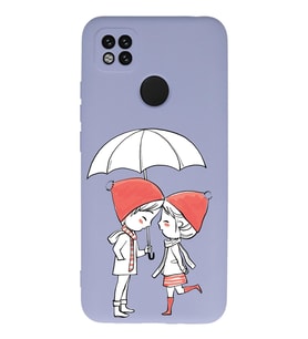 Xiaomi Redmi 9C Uyumlu Lansman Kılıf Aşk Tasarımlı İçi Kadife Kapak-Lila (Şeffaf)