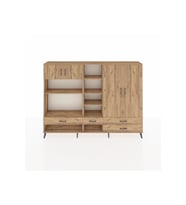 Arges Dolap 12 Raflı 4 Çekmeceli 4 Kapaklı 220x30x163 Çam-Çam