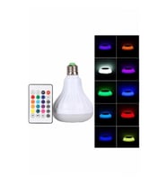Mey İthalat® Kumandalı RGB Led Işık Bluetooth Hoparlör Ses Lambası Renkli Ampul
