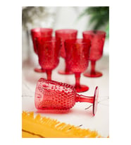Akrilik Kırmızı 6lı Kadeh & Su Meşrubat Kahve Yanı Bardağı 450 ml ( Cam Değildir )