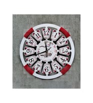 Bilge tasarım Ahşap Duvar Saati kırmızı Hasır Halat Detaylı 40 x 40 cm (Beyaz)