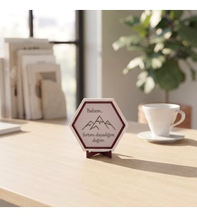 Sanatsal Dağ ve Babam Yazılı Dekoratif Masaüstü Objesi, Modern Yaşam Alanları İçin Estetik ve Şık Bir Seçenek 10x10 cm, Yavru Ağzı