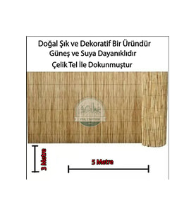 Doğal Kamış Hasır Çit 3 M X 5m Doğal Bahçe Çiti - Gölgelik Hasır