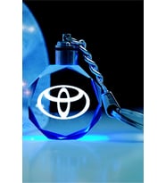 Toyota Logolu 2D Patlatma Kristal Led Işıklı Anahtarlık, Araba Anahtarlığı