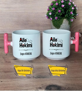 Aile Hekimi Kupa Bardak T Pembe Kulplu Doktora Tıp Bayramı Hediyesi