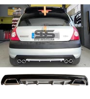 Renault Clio 2 HB Difüzör Arka Tampon Eki 2 Egzoz Çıkışlı Gri Lüx Tip