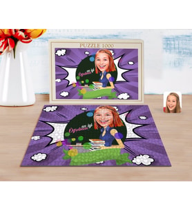BK Gift Kişiye Özel En İyi Öğretmen Karikatürlü 1000 Parça Profesyonel Puzzle-2