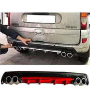 Renault Kangoo Kırmızı Difüzör Çiftli Yuvarlak Egzoz Görünümlü D Tip Difizör