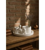 Modern Beyaz Dekoratif Set 5 Parçalı Minimalist Tasarım
