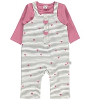 Civil Baby Çizgi Kalp Empirme 6-18 Ay Tulum - Ekru