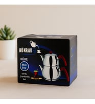 Mini Çelik Çaydanlık Seti 0.75L+1.35L Kendinden Süzgeçli Bakalit Kulplu