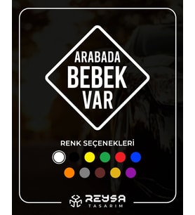 arabada Bebek Var Sticker 17x17 Cm Beyaz