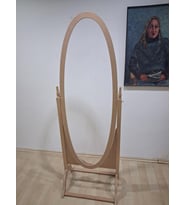 Ayna OVAL 12932 Boy Ahşap Kayın MDF HAM Natüre Klasik Mobilya Kutu Sevk El Yapım (Krem)