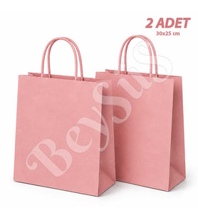 30x25 cm Hediyelik Kağıt Çanta Pembe 2 Adet
