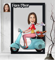Kişiye Özel 3D  Ahşap Tablo Motorcu Kadın 30x40 -3
