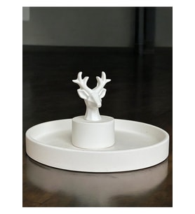 Geyik Heykeli ile Dekoratif Sunumluk Seti, Beyaz Renk Yüksek Kaliteli Malzeme Minimalist Geyik Heykeli ile Set Dekoratif El Yapımı Sunumluk, Ev Dekoru, Masa Dekoru, Anneler Günü, Öğretmenler Günü, Hediyelik