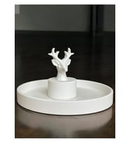 Geyik Heykeli ile Dekoratif Sunumluk Seti, Beyaz Renk Yüksek Kaliteli Malzeme Minimalist Geyik Heykeli ile Set Dekoratif El Yapımı Sunumluk, Ev Dekoru, Masa Dekoru, Anneler Günü, Öğretmenler Günü, Hediyelik