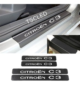 C3 Karbon Kapı Eşiği Kaplama Sticker Yapıştırma (4 Adet) zz19