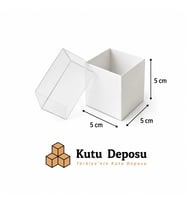 5x5x5 cm Asetat Kapaklı Takı Kutusu-Beyaz (DEMONTE) (50 ADET)