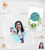BK Gift Kişiye Özel Karikatürlü Aşçı Anne Tasarımlı Mutfak Önlüğü ve Yemek Tarif Defteri Hediye Seti-5, Anneye Hediye, Anneler Günü Hediyeleri