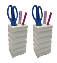 2 ADET KALEMLİK KARE ÇİZGİLİ MODEL SERAMİK OFİS GERECİ  8X6X11CM
