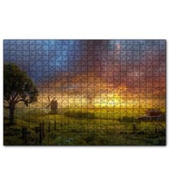 Cakapuzzle Günbatımı Yeldeğirmeni ve Hortum  Puzzle Yapboz MDF (Ahşap) (120 Parça)