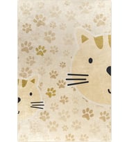 Kedi Desenli Sarı Çocuk Odası Halısı-4002